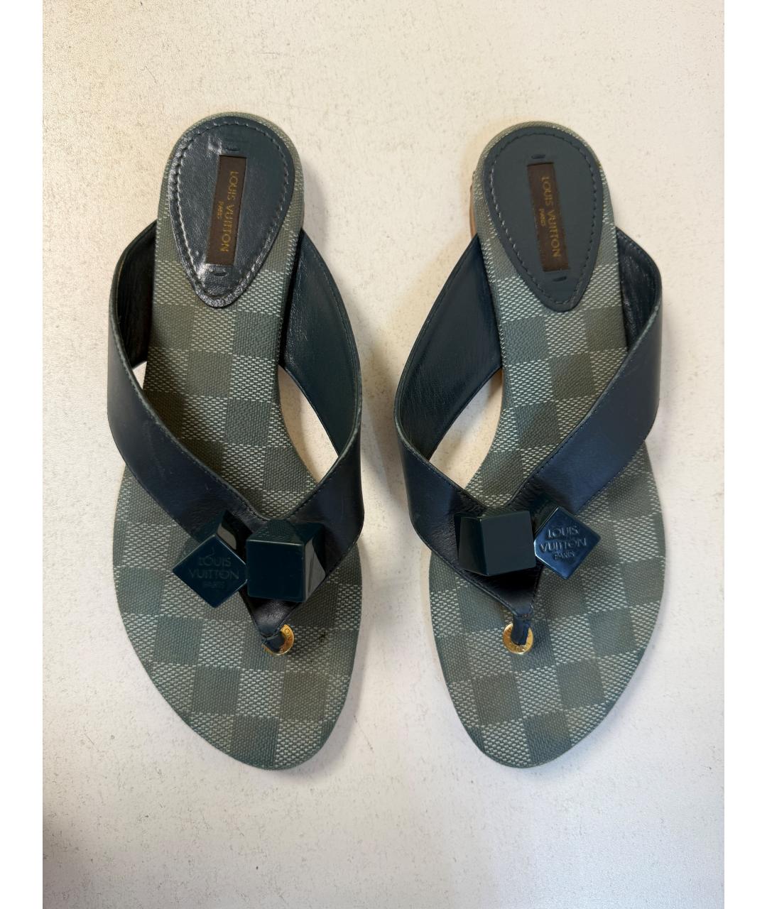 LOUIS VUITTON Черные кожаные шлепанцы, фото 2