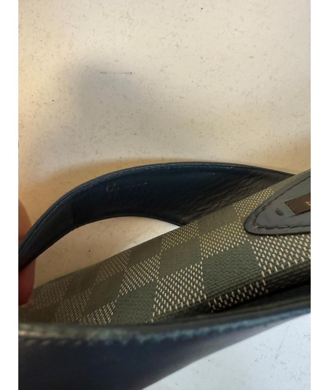 LOUIS VUITTON Черные кожаные шлепанцы, фото 7
