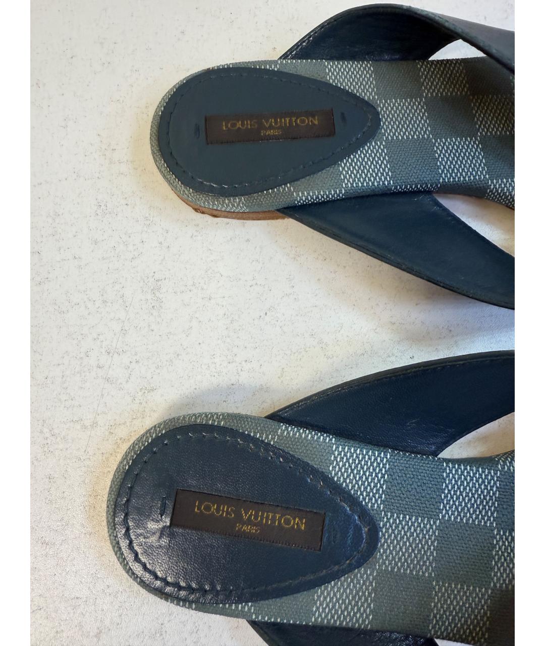 LOUIS VUITTON Черные кожаные шлепанцы, фото 6