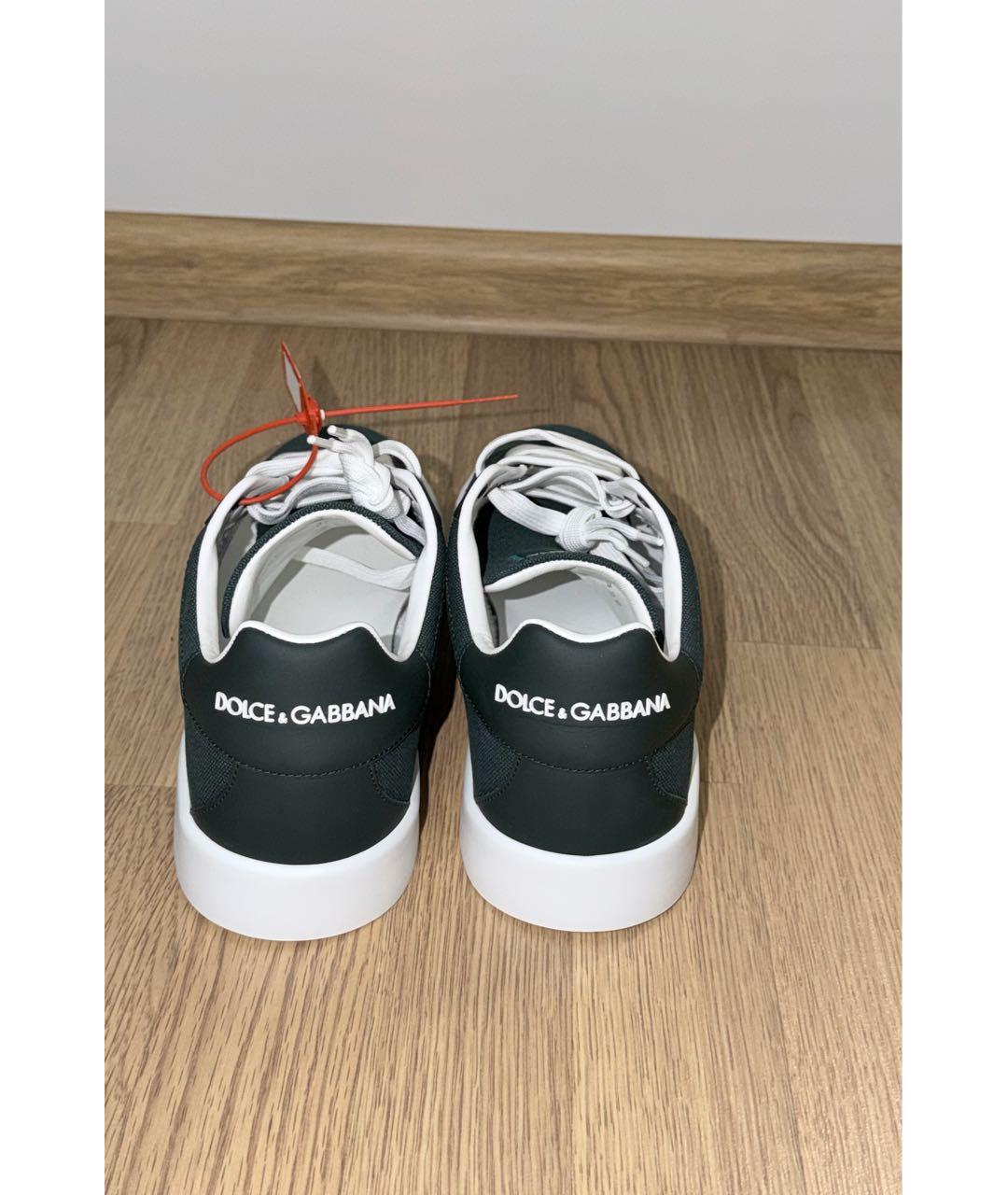 DOLCE&GABBANA Зеленые текстильные низкие кроссовки / кеды, фото 4