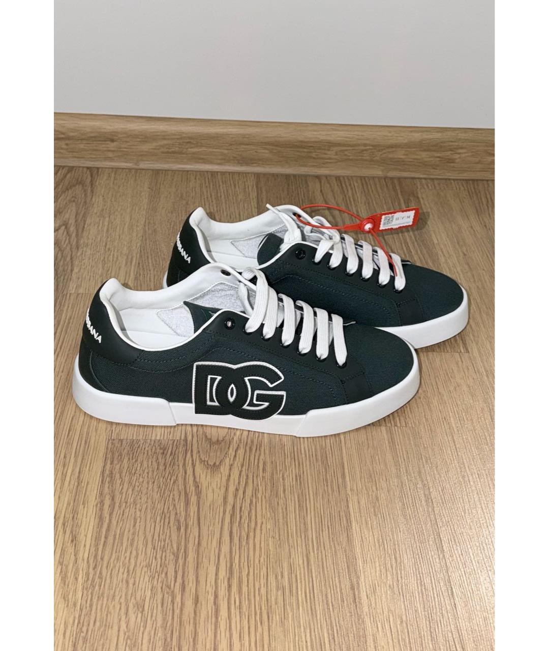 DOLCE&GABBANA Зеленые текстильные низкие кроссовки / кеды, фото 5