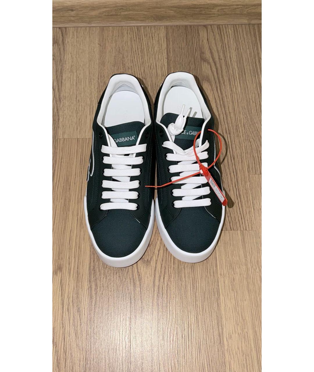 DOLCE&GABBANA Зеленые текстильные низкие кроссовки / кеды, фото 2