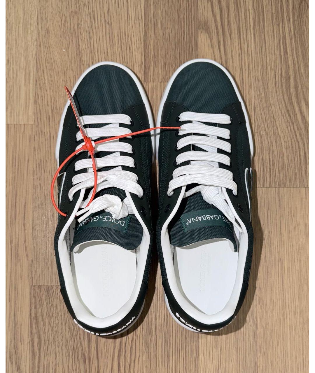 DOLCE&GABBANA Зеленые текстильные низкие кроссовки / кеды, фото 3