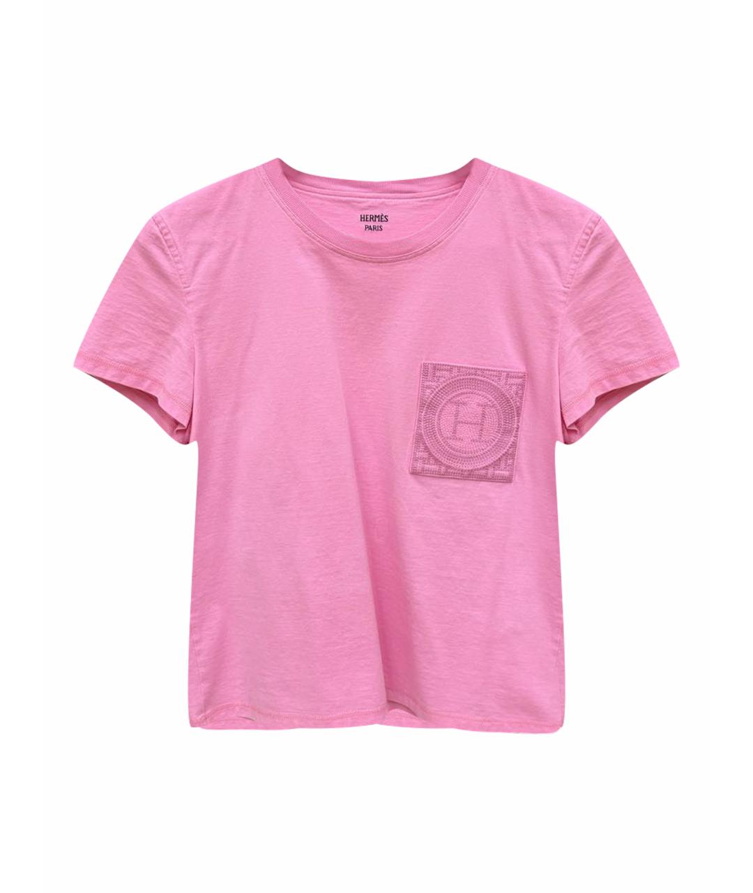HERMES Розовая хлопковая футболка, фото 1