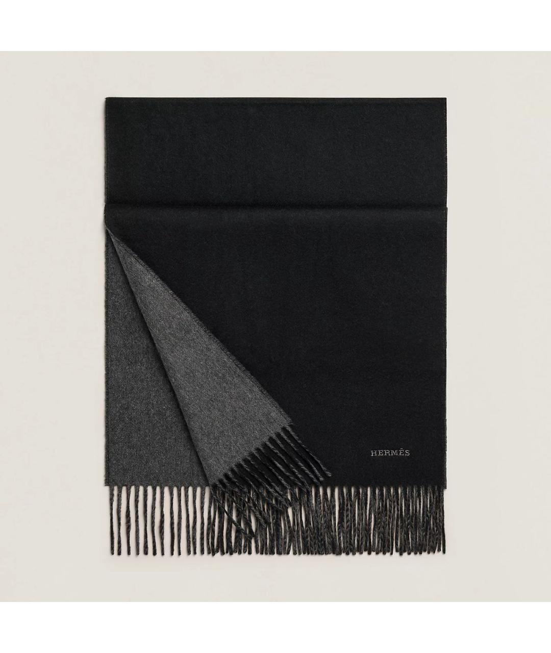 HERMES Антрацитовый кашемировый шарф, фото 4