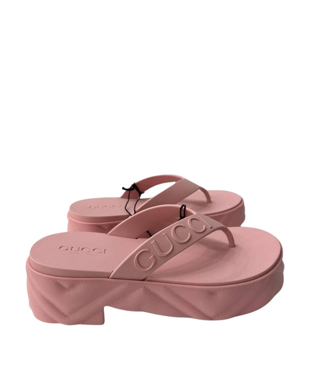 GUCCI Розовые резиновые шлепанцы, фото 1