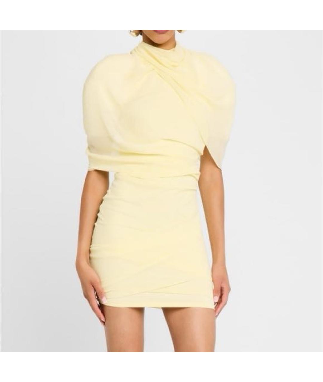 JACQUEMUS Желтое шелковое коктейльное платье, фото 2