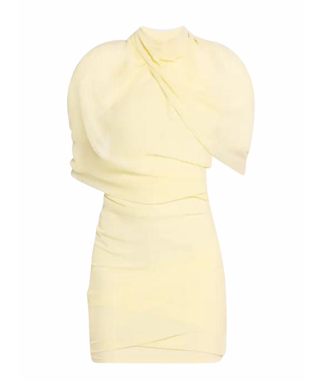 JACQUEMUS Желтое шелковое коктейльное платье, фото 1