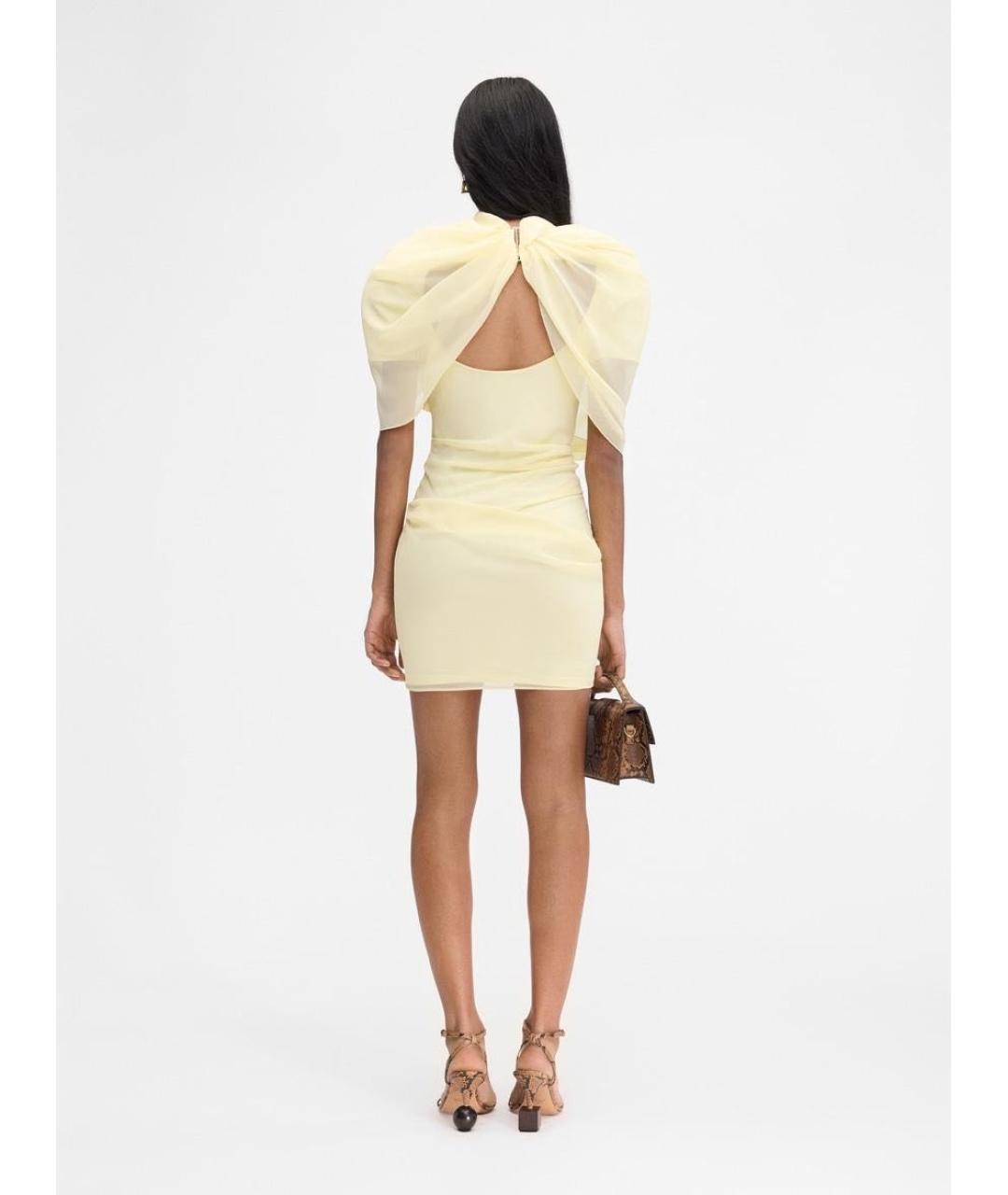 JACQUEMUS Желтое шелковое коктейльное платье, фото 3