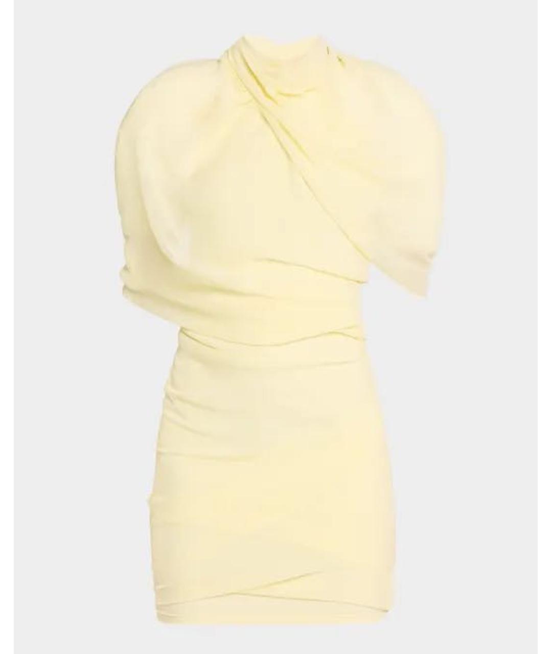 JACQUEMUS Желтое шелковое коктейльное платье, фото 7