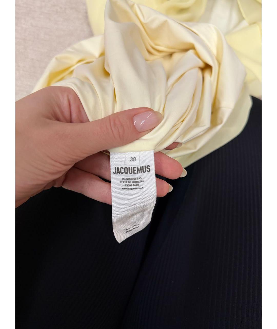 JACQUEMUS Желтое шелковое коктейльное платье, фото 6