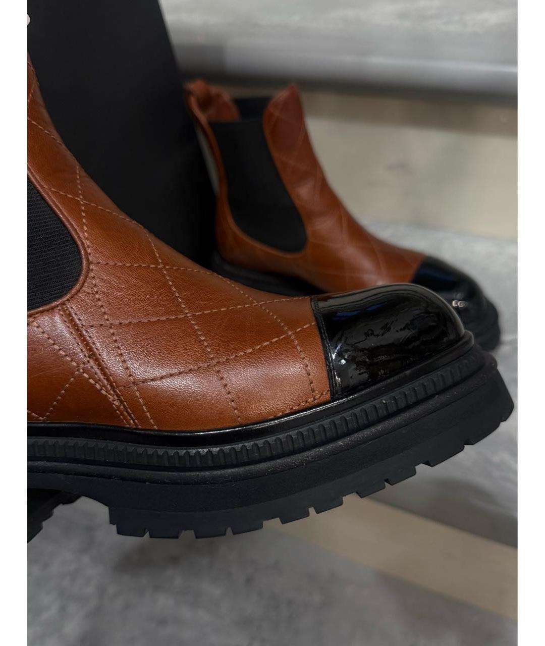 CHANEL Коричневые кожаные ботинки, фото 6