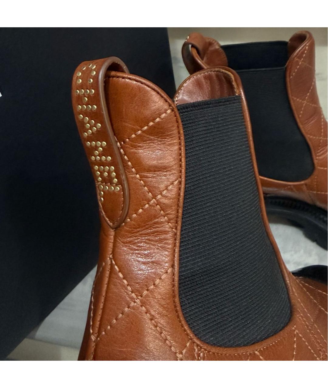 CHANEL Коричневые кожаные ботинки, фото 7