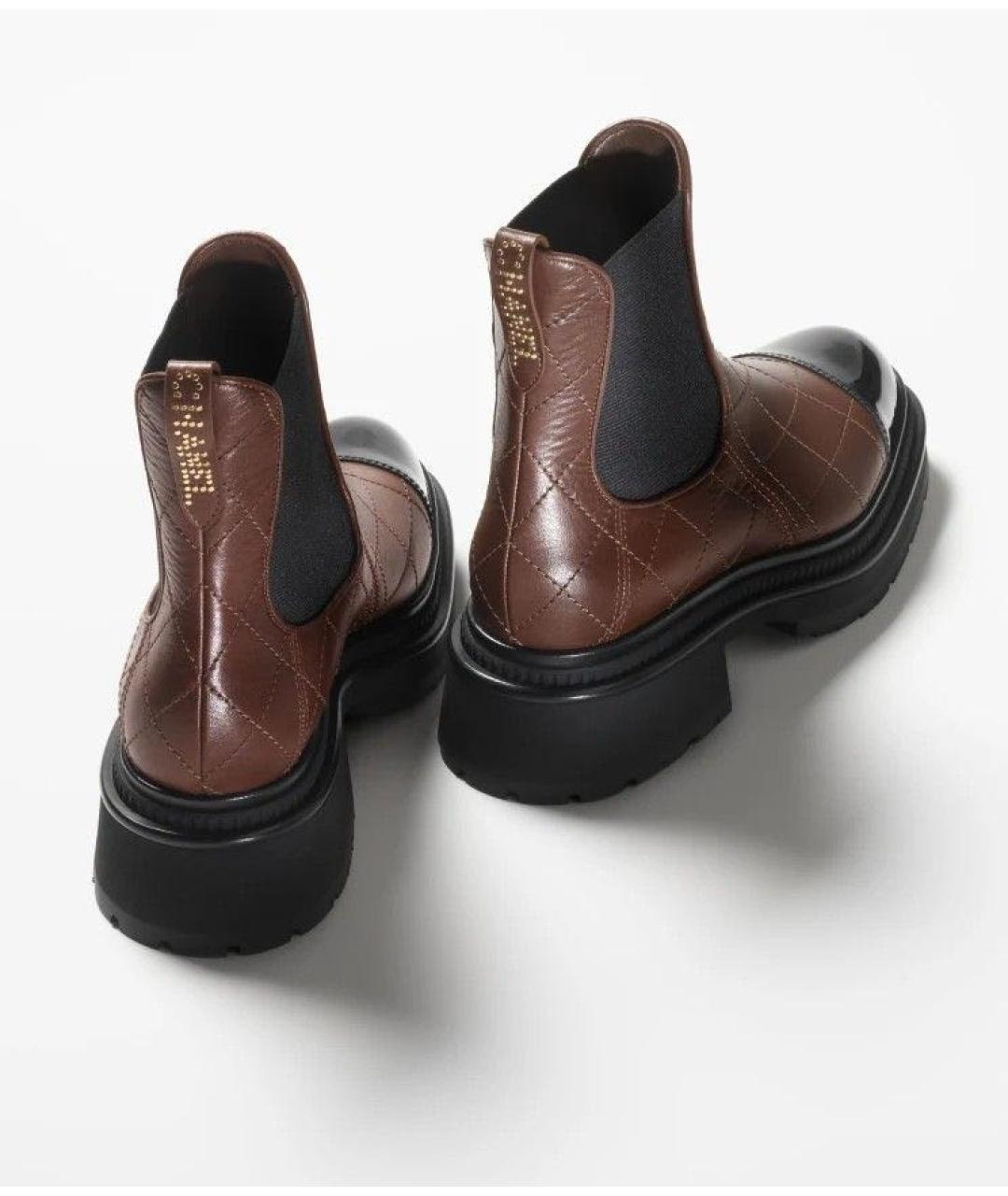 CHANEL Коричневые кожаные ботинки, фото 3