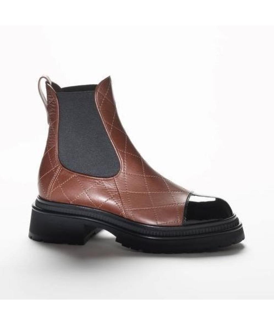 CHANEL Коричневые кожаные ботинки, фото 8