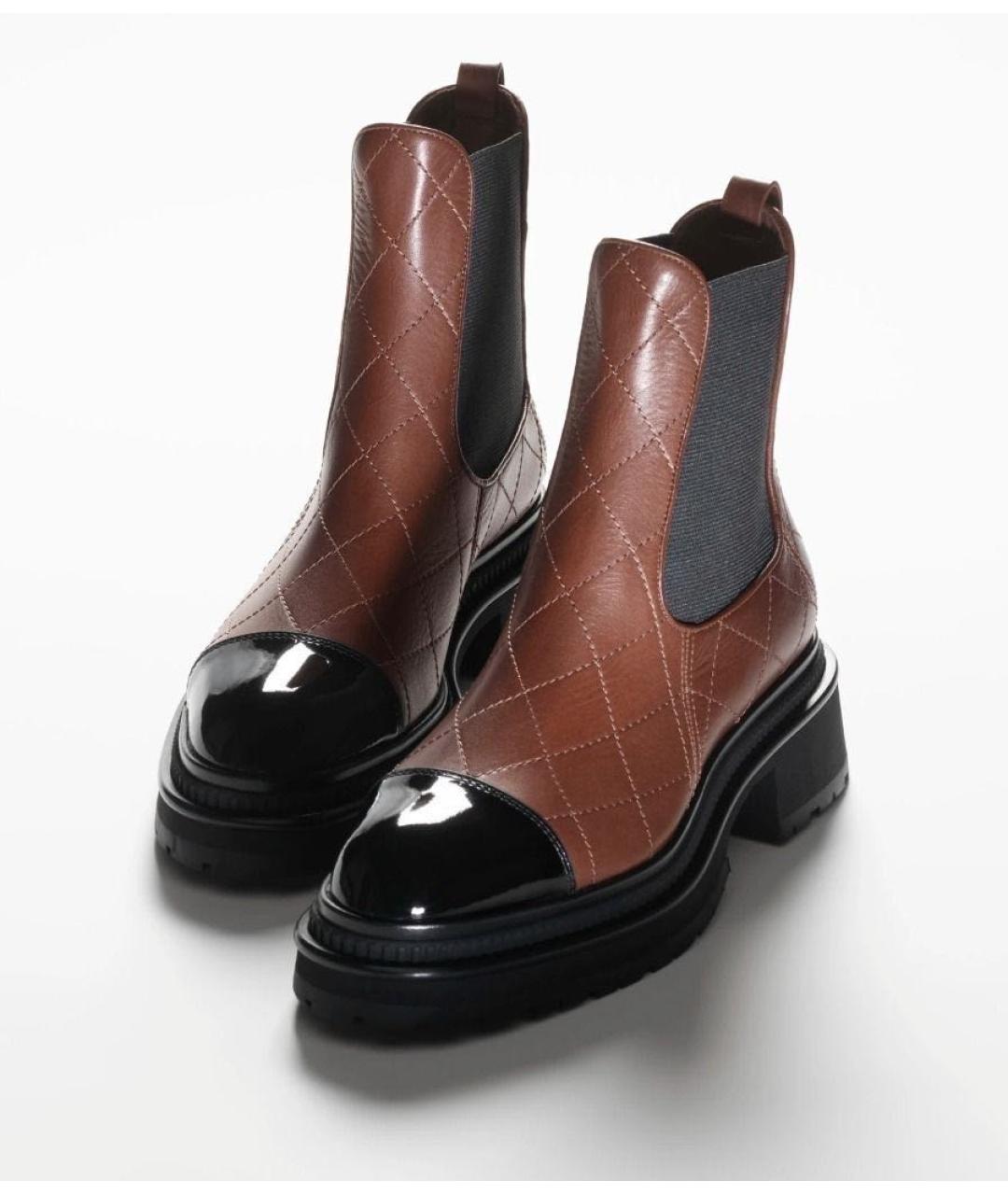 CHANEL Коричневые кожаные ботинки, фото 2