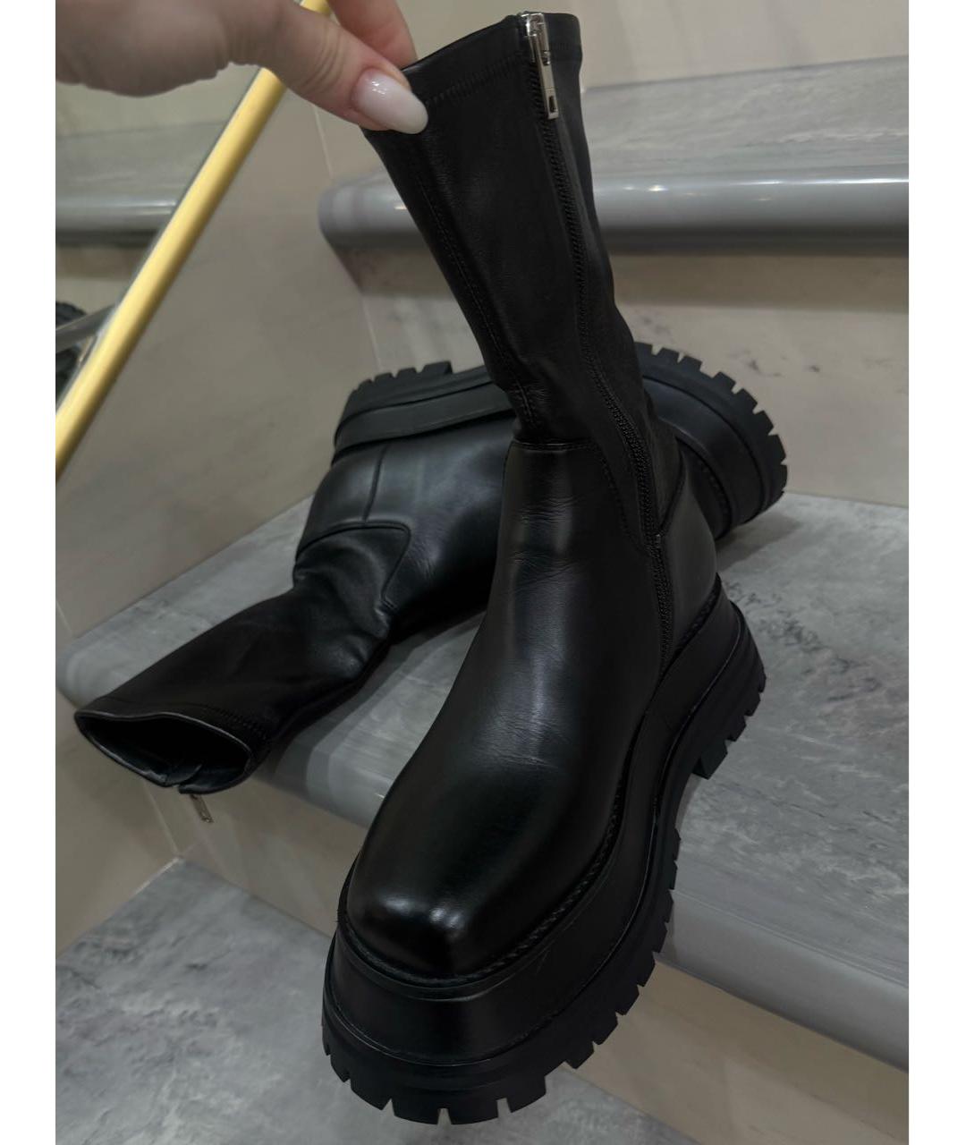 BURBERRY Черные кожаные ботинки, фото 4