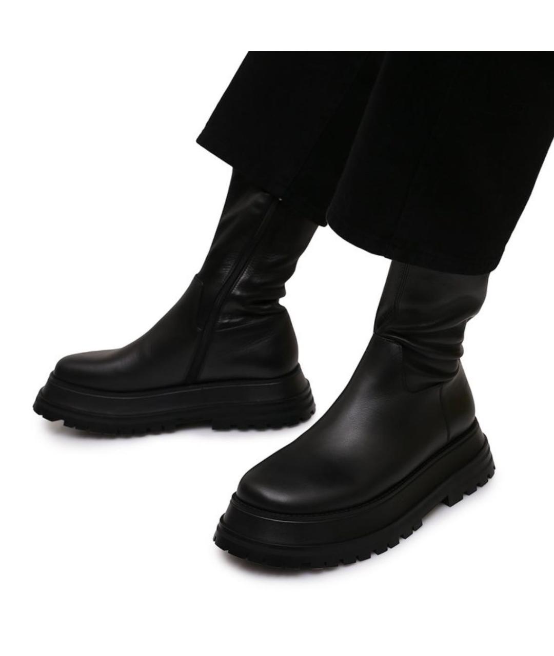 BURBERRY Черные кожаные ботинки, фото 3