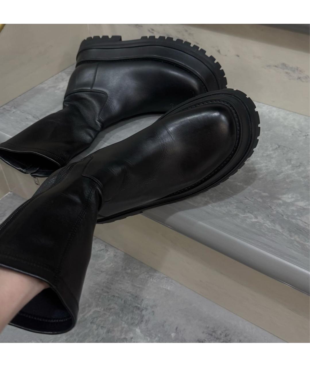 BURBERRY Черные кожаные ботинки, фото 6