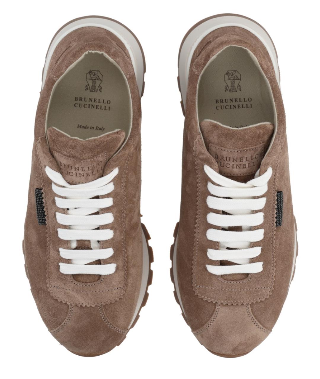 BRUNELLO CUCINELLI Коричневые кожаные кроссовки, фото 5