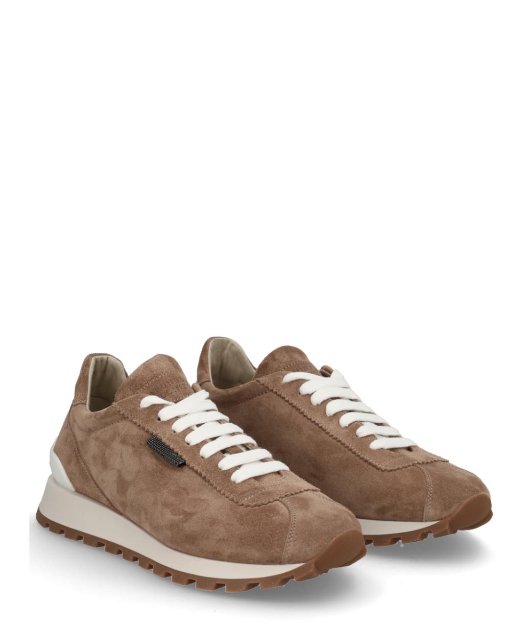 BRUNELLO CUCINELLI Коричневые кожаные кроссовки, фото 2