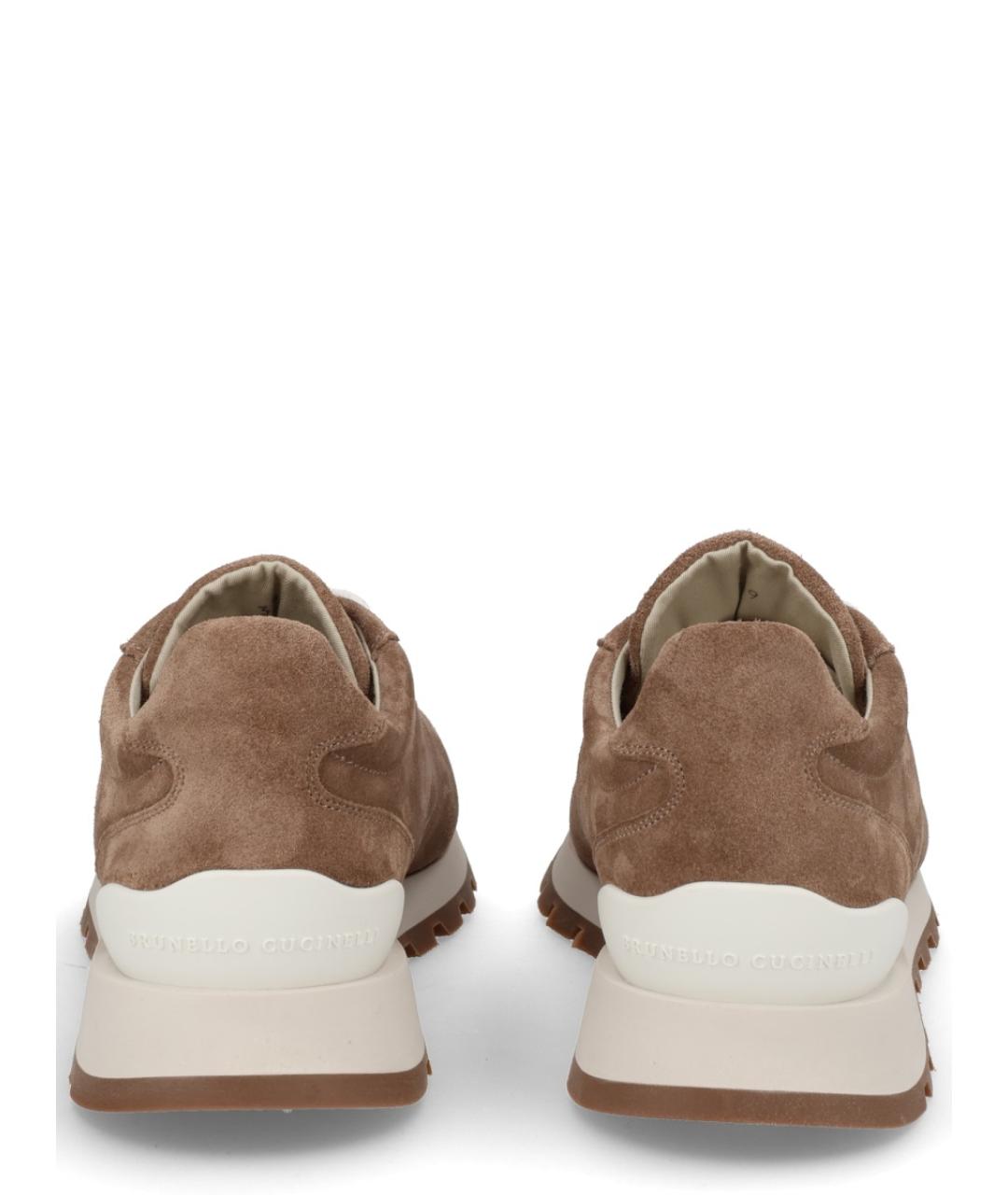 BRUNELLO CUCINELLI Коричневые кожаные кроссовки, фото 4