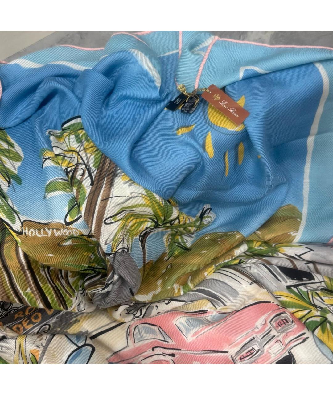 LORO PIANA Голубой кашемировый платок, фото 5