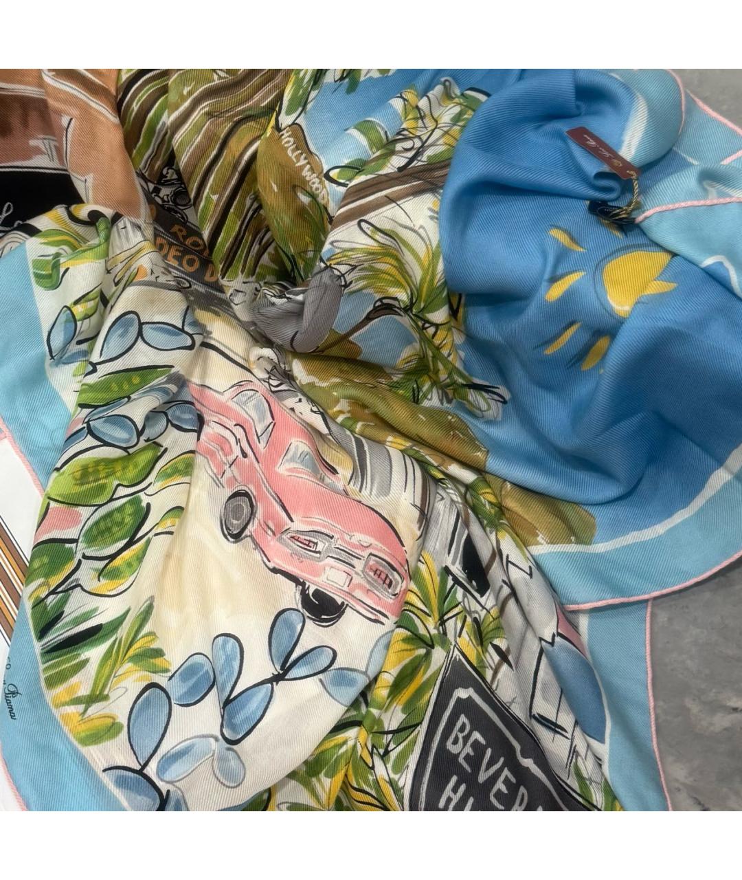 LORO PIANA Голубой кашемировый платок, фото 8