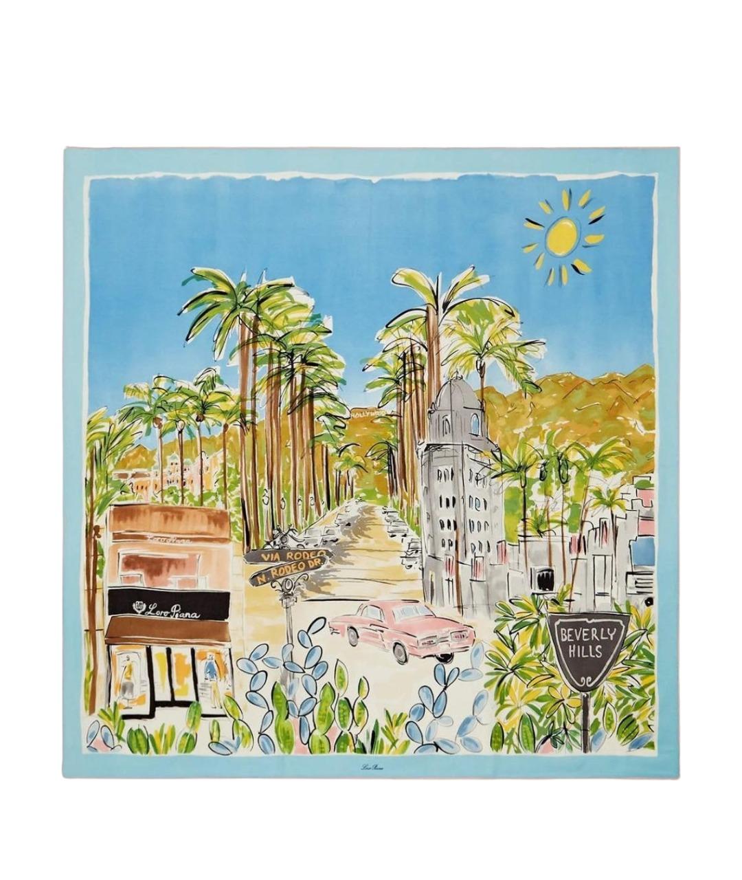 LORO PIANA Голубой кашемировый платок, фото 1