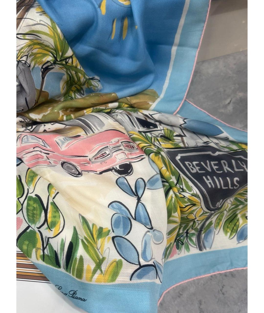 LORO PIANA Голубой кашемировый платок, фото 7