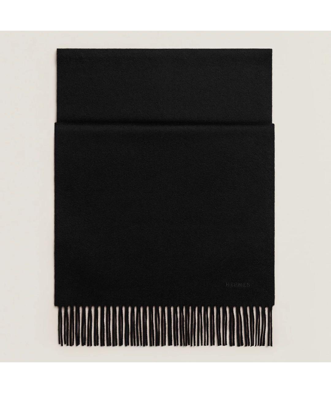 HERMES Черный кашемировый шарф, фото 4