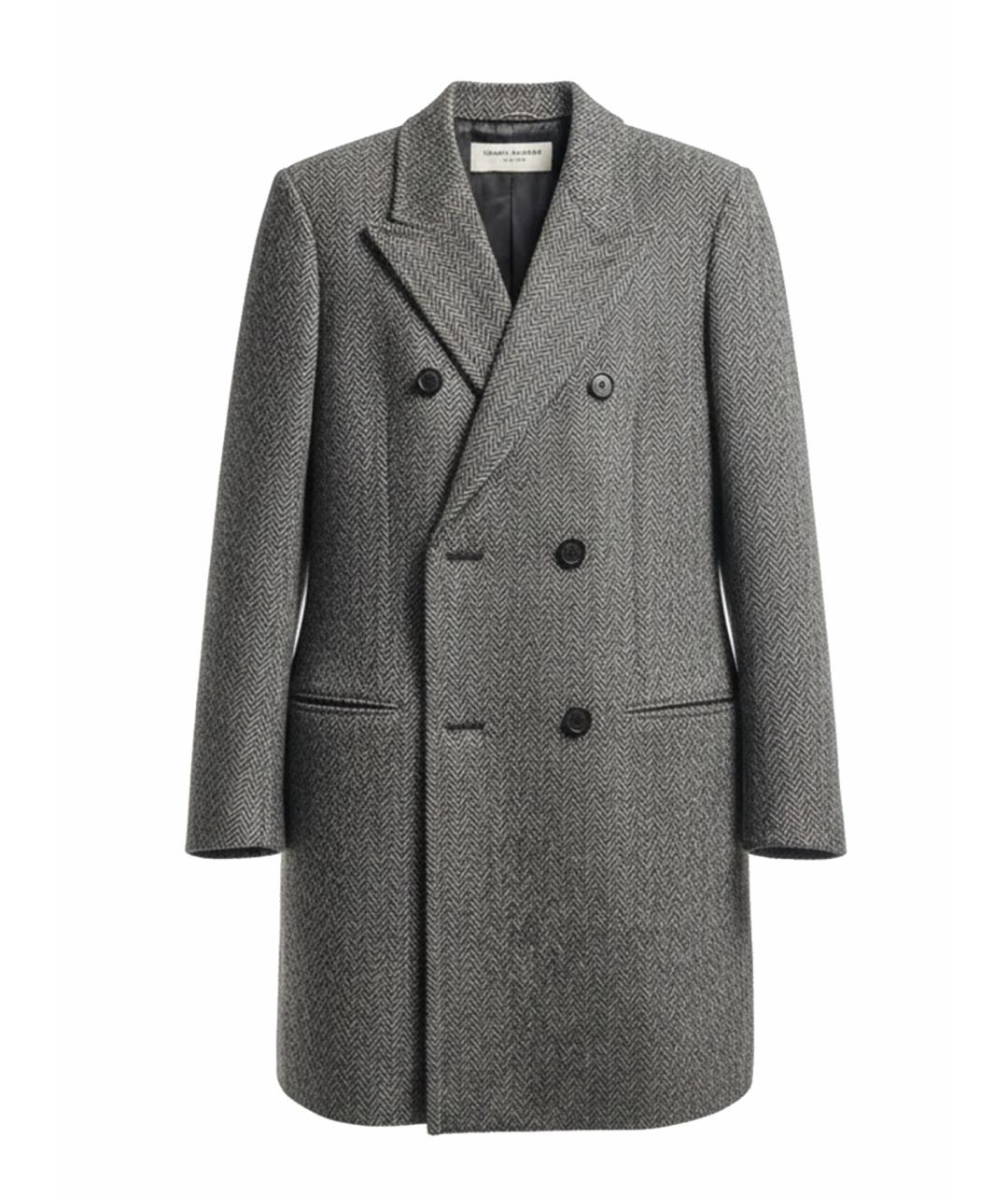 SAINT LAURENT Серое шерстяное пальто, фото 1