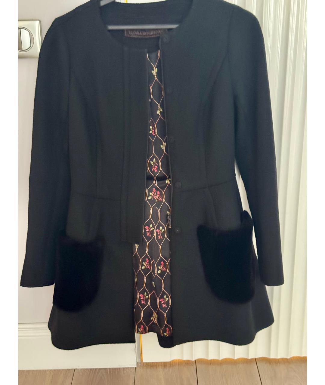 ULYANA SERGEENKO Черное шерстяное пальто, фото 6