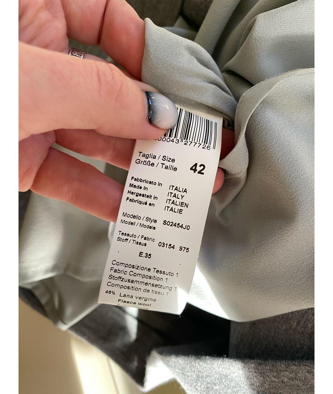 PESERICO Серое шерстяное повседневное платье, фото 8