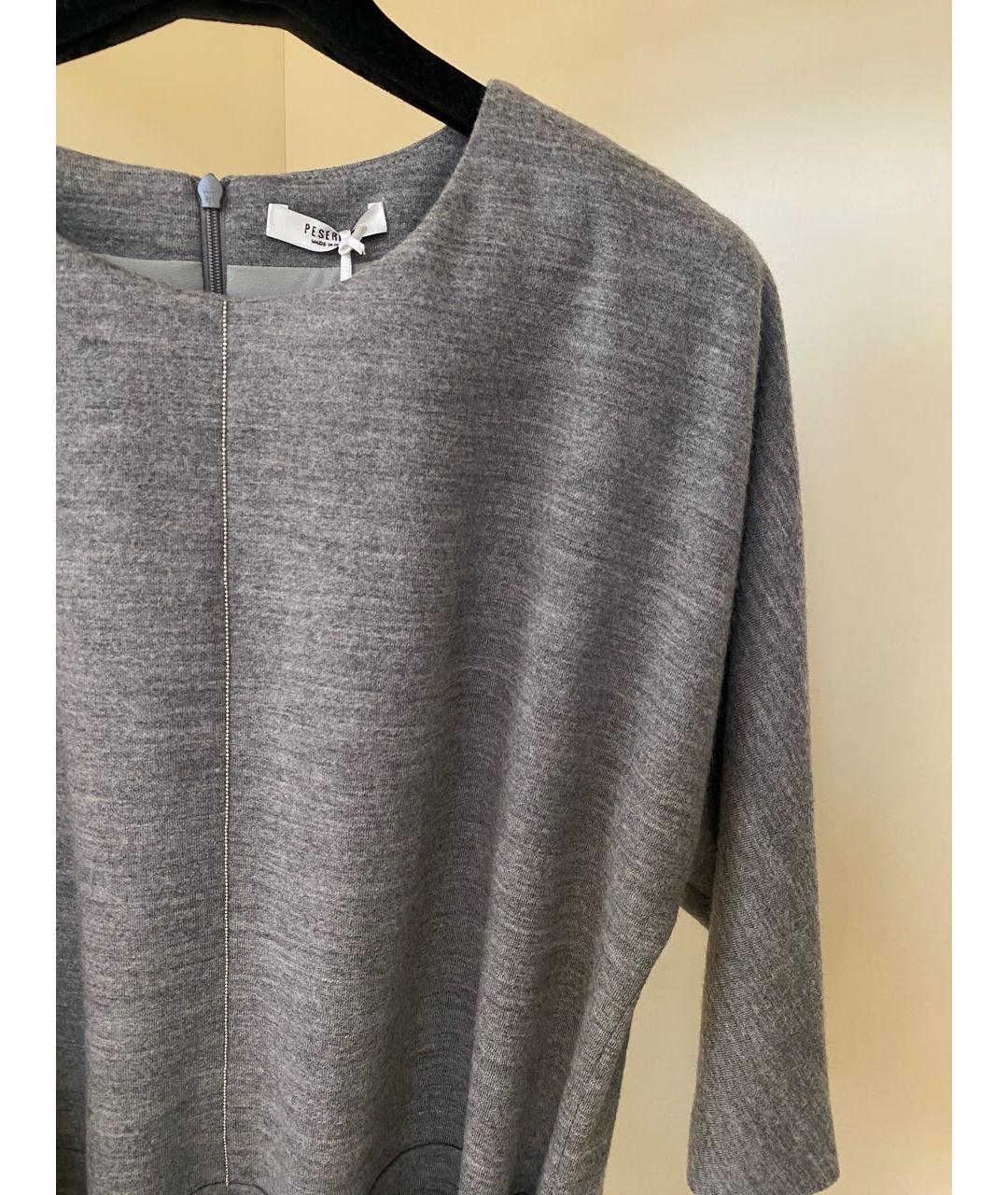 PESERICO Серое шерстяное повседневное платье, фото 4