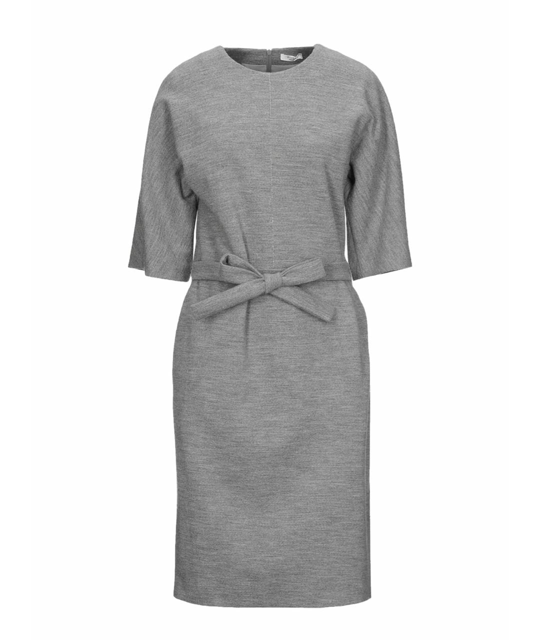 PESERICO Серое шерстяное повседневное платье, фото 9
