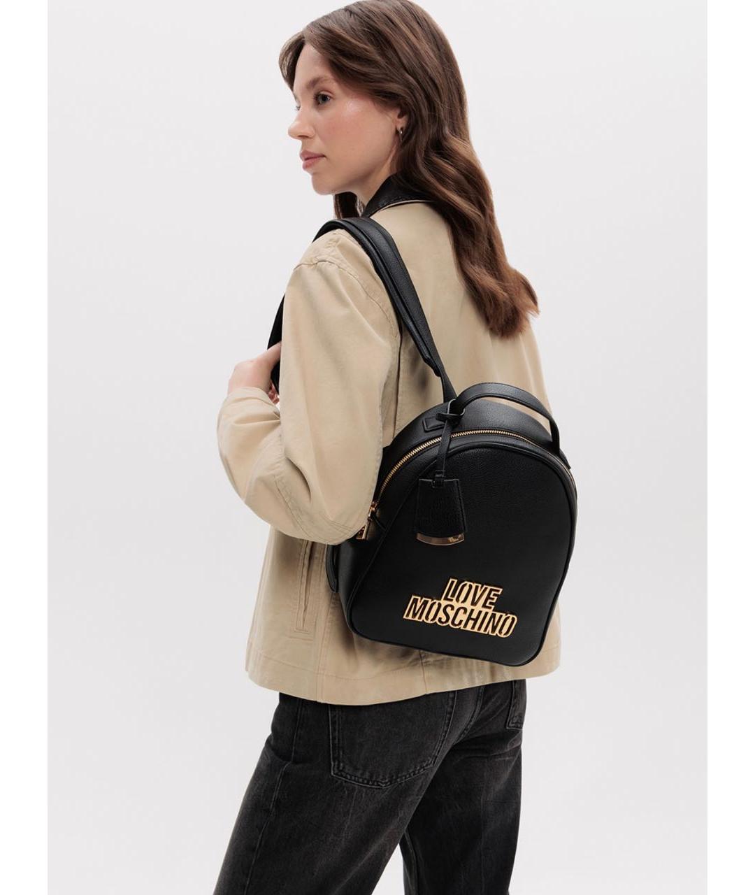 LOVE MOSCHINO Черный рюкзак из искусственной кожи, фото 4