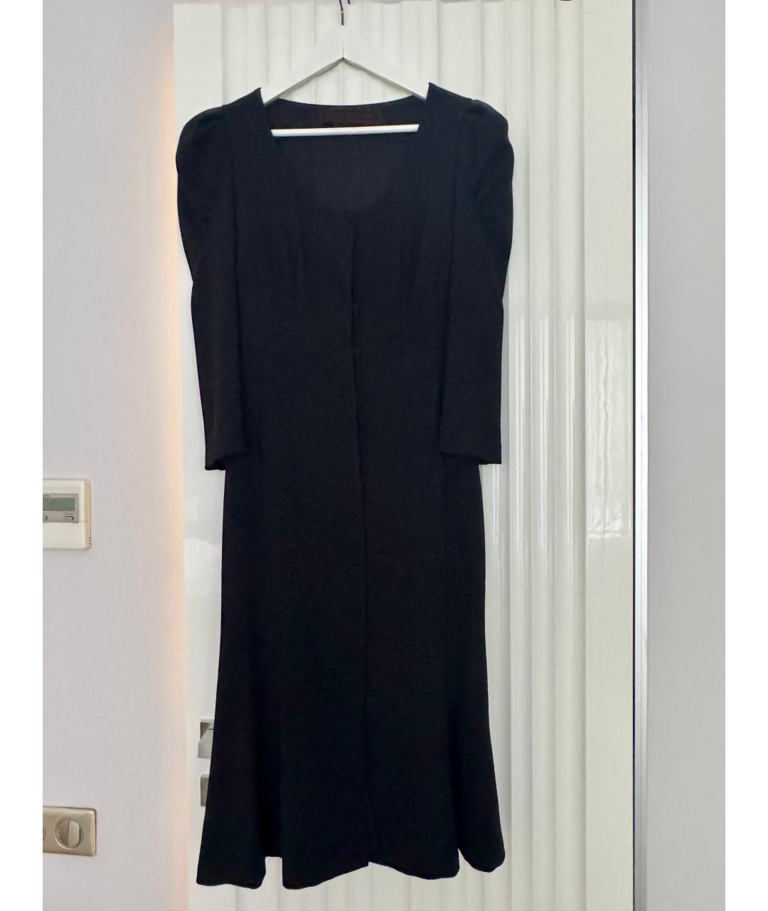 ULYANA SERGEENKO Черное шелковое повседневное платье, фото 8