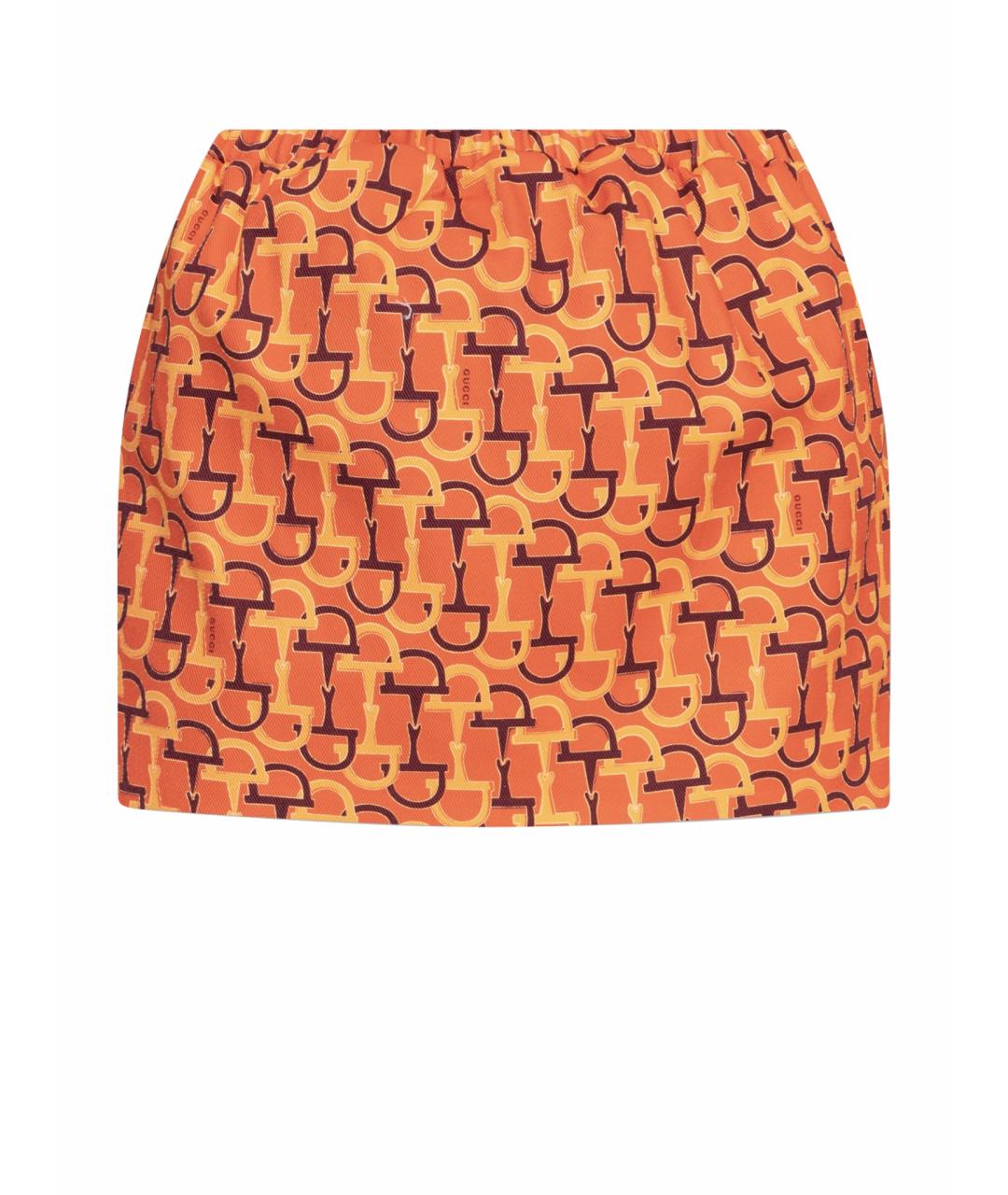 GUCCI Оранжевая хлопковая юбка мини, фото 8