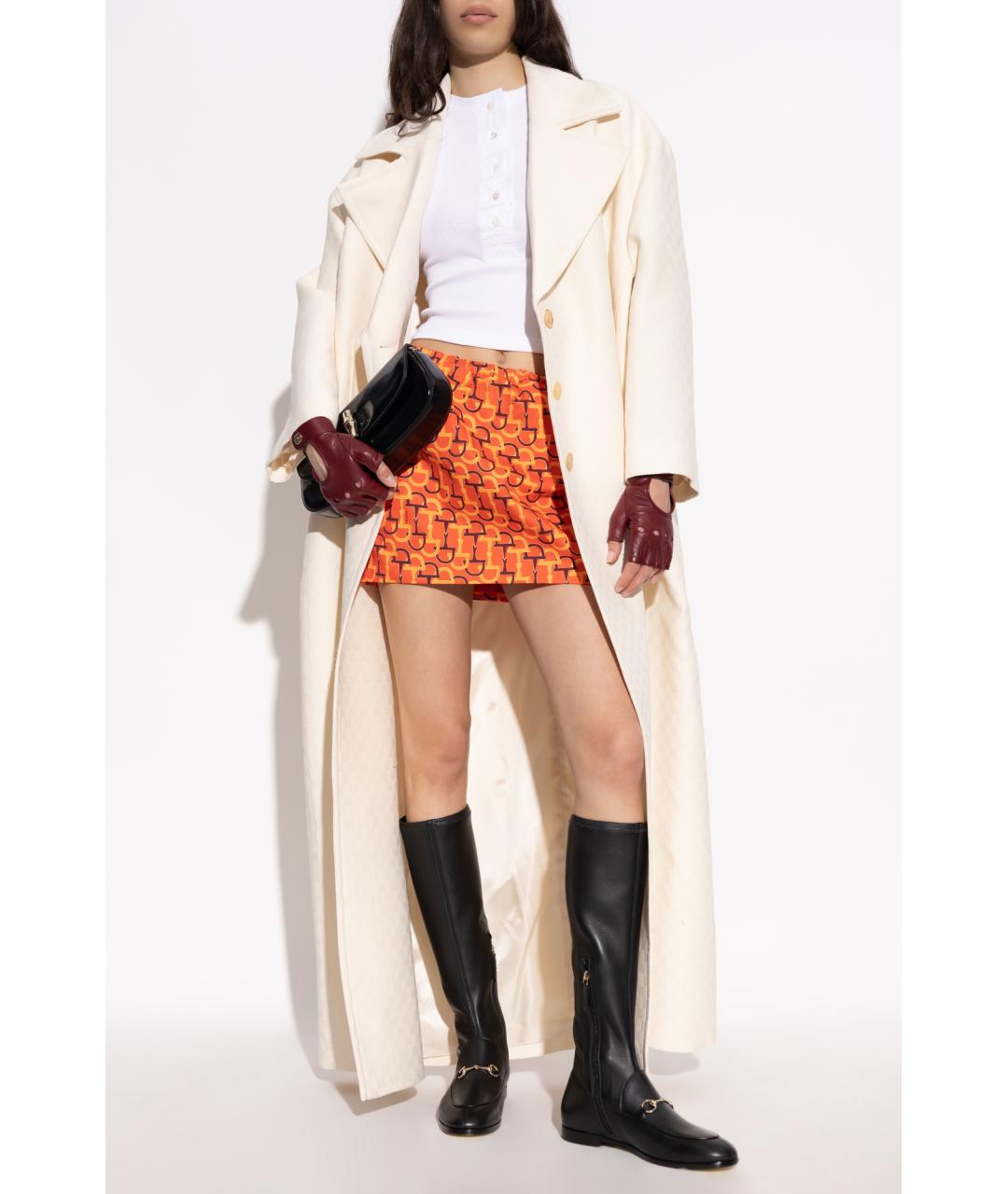 GUCCI Оранжевая хлопковая юбка мини, фото 2