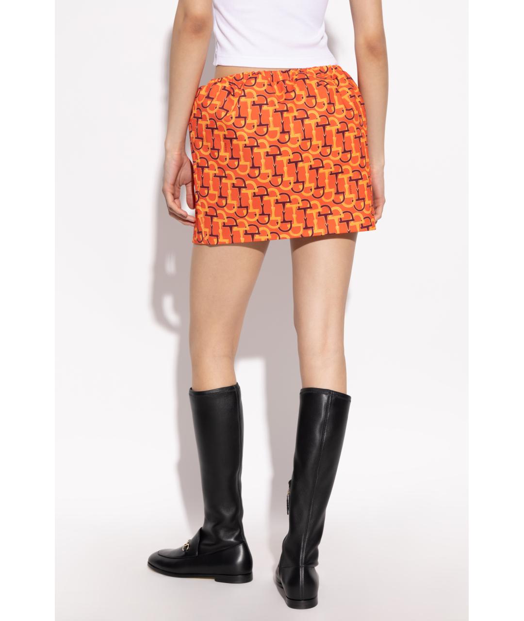 GUCCI Оранжевая хлопковая юбка мини, фото 4