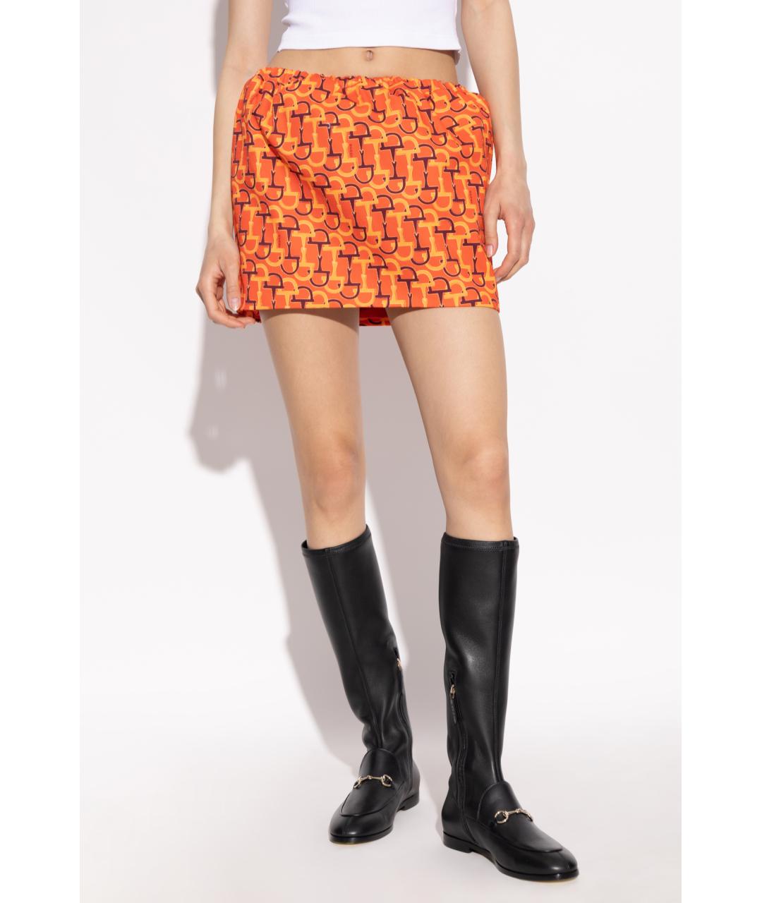 GUCCI Оранжевая хлопковая юбка мини, фото 3