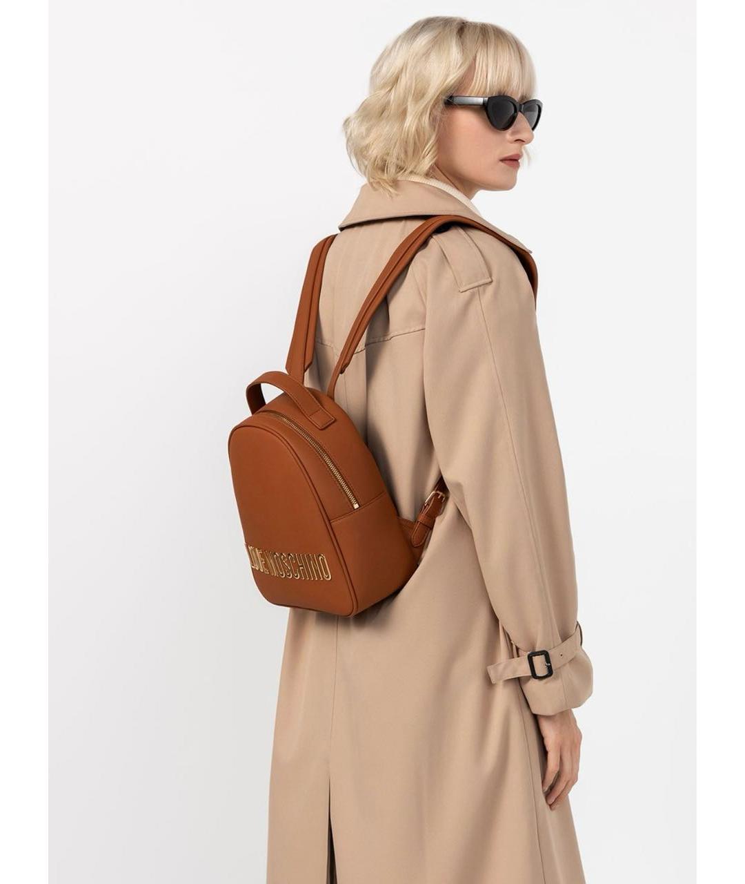 LOVE MOSCHINO Коричневый рюкзак из искусственной кожи, фото 4