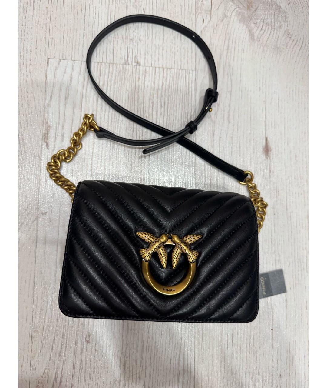 PINKO Черная кожаная сумка через плечо, фото 5