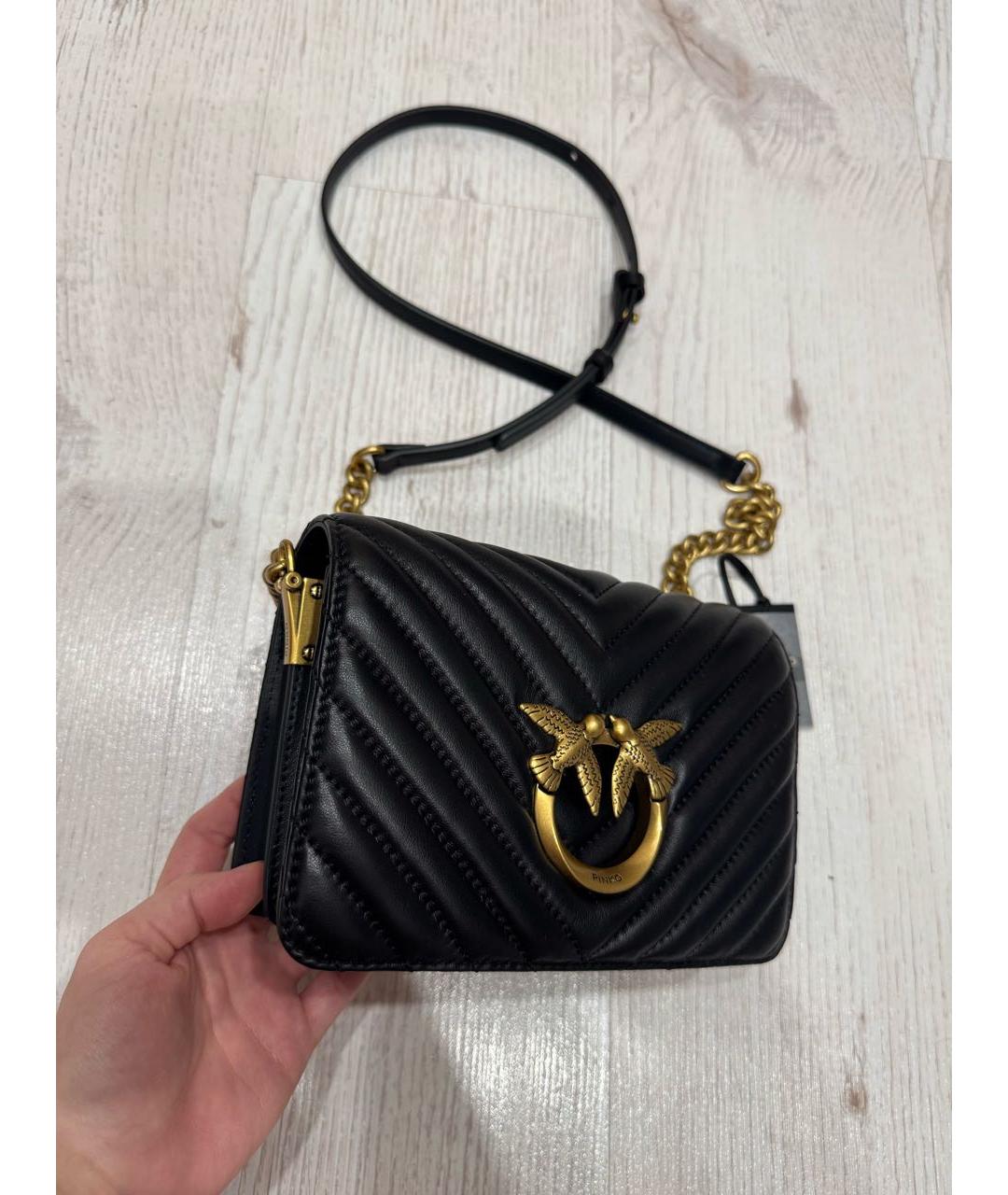 PINKO Черная кожаная сумка через плечо, фото 2