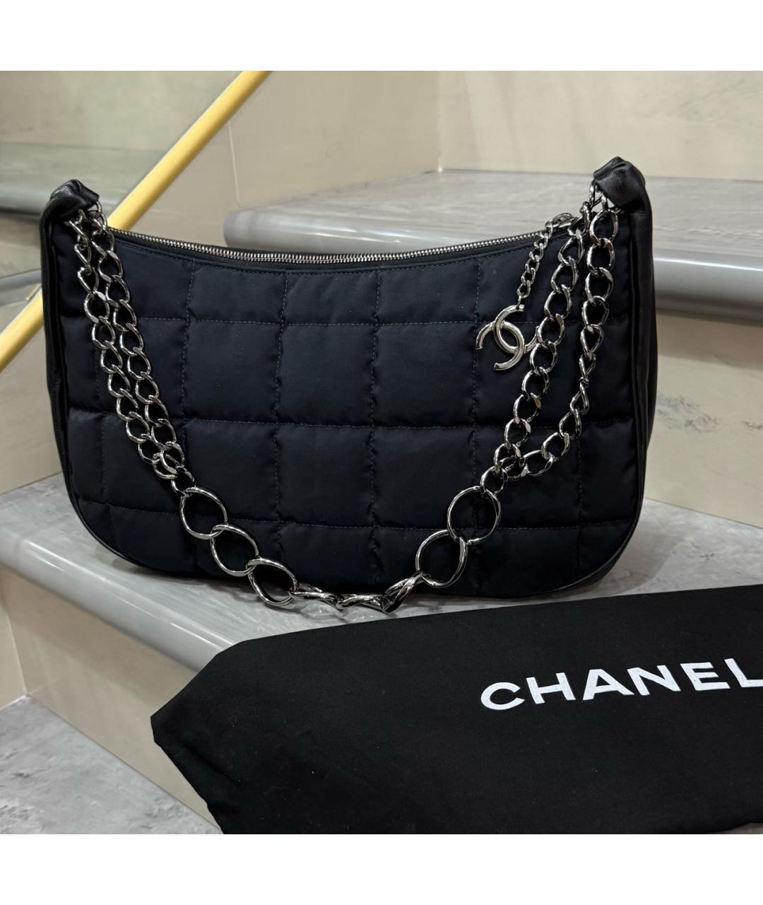 CHANEL Черная тканевая сумка через плечо, фото 4