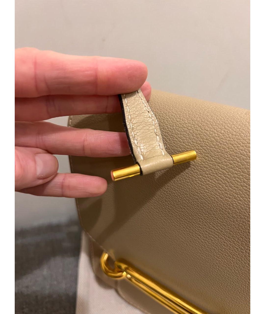 HERMES Бежевая кожаная сумка через плечо, фото 7