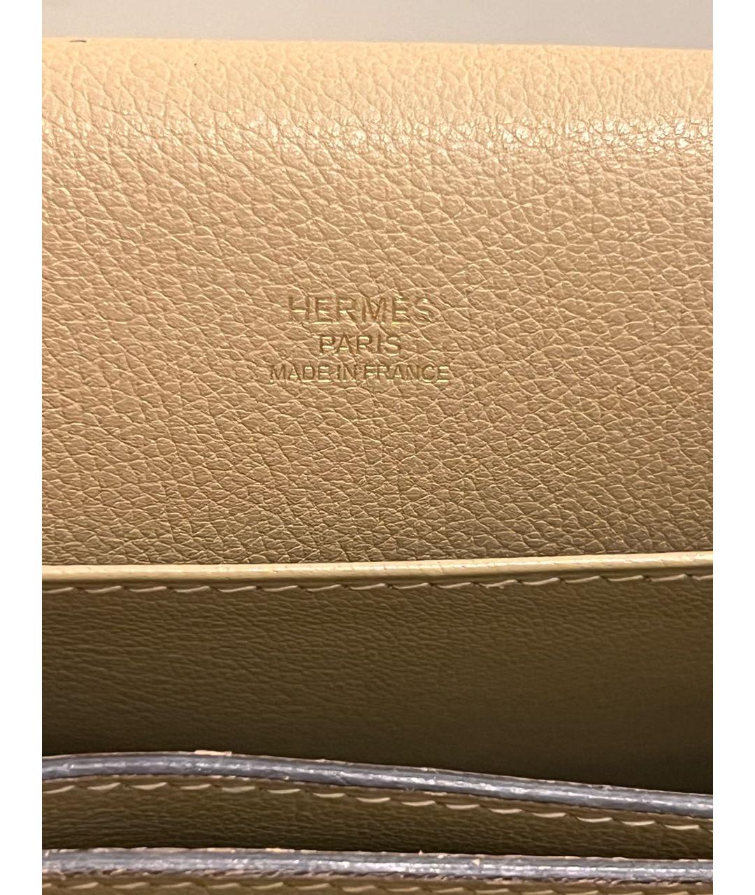 HERMES Бежевая кожаная сумка через плечо, фото 5