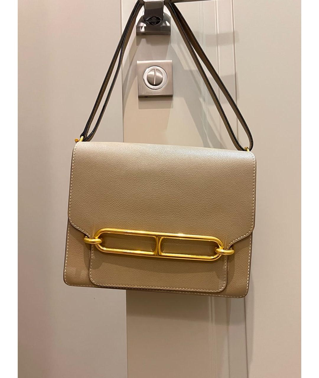 HERMES Бежевая кожаная сумка через плечо, фото 2