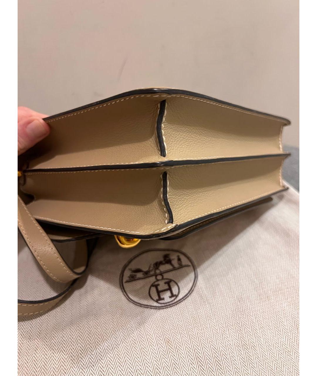 HERMES Бежевая кожаная сумка через плечо, фото 8